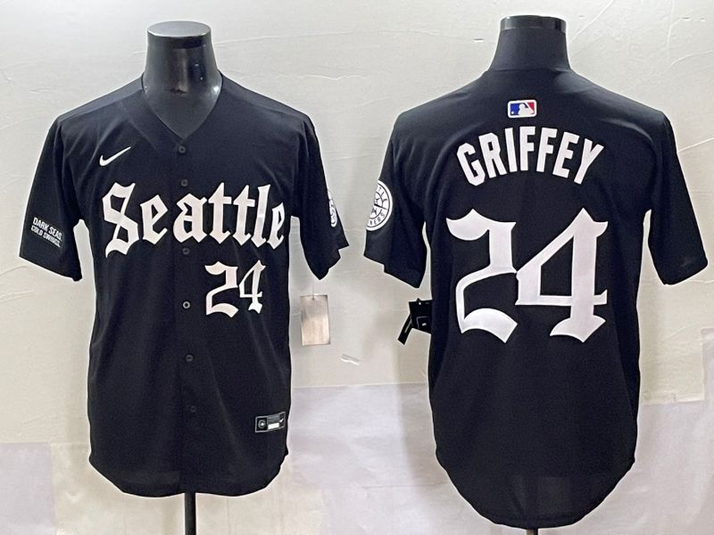 Men 2025 Seattle Mariners #24 Griffey Black Five generations Joint Name Nike MLB Jersey style 9->seattle mariners->MLB Jersey